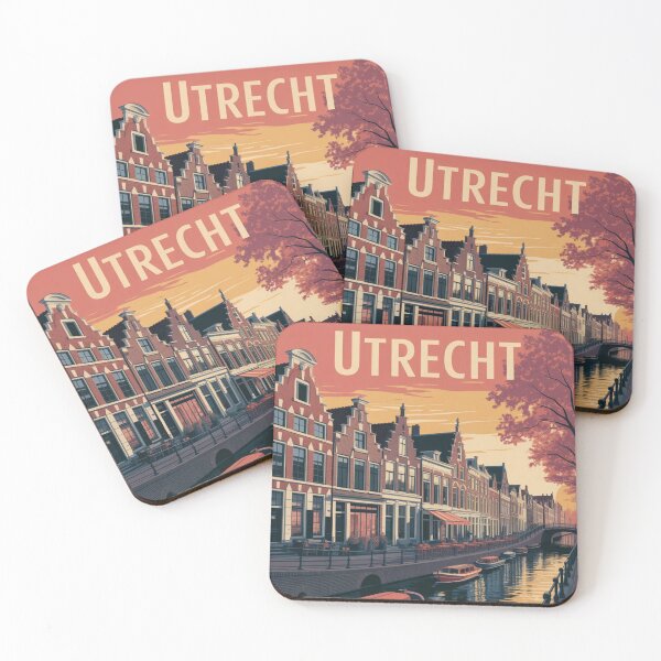 Item preview, Utrecht Netherlands Vintage Travel Poster – Oudegracht Canal Wall Art designed and sold by Timeless Design.