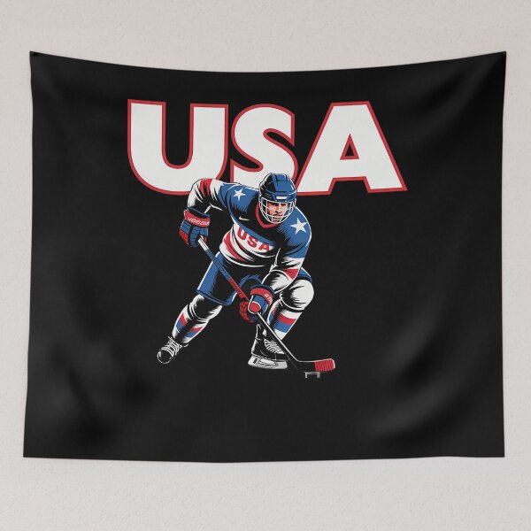 Item preview, American Hockey Player American Flag Ice Hockey Player designed and sold by baronphan.