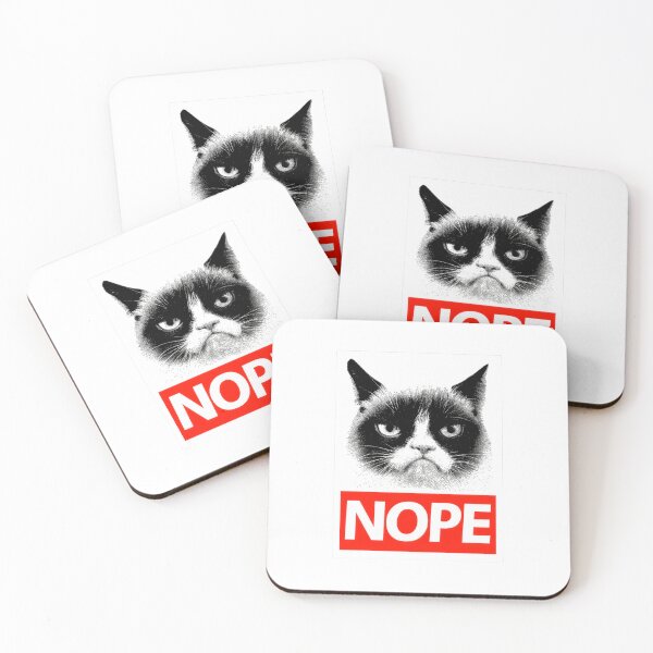 Item preview, NOPE Cat Meme – Grumpy Minimalist Cat Illustration designed and sold by sorryNOTsorry.brand.