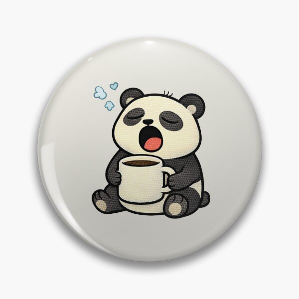 Item preview, Sleepy Coffee Panda – Cute Kawaii Tired Panda Morning Meme Embroidered Patch Style designed and sold by ColorSplash123.