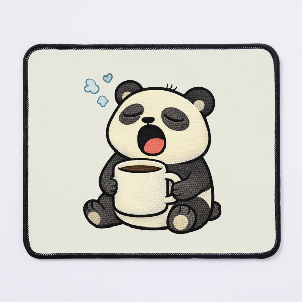 Item preview, Sleepy Coffee Panda – Cute Kawaii Tired Panda Morning Meme Embroidered Patch Style designed and sold by ColorSplash123.