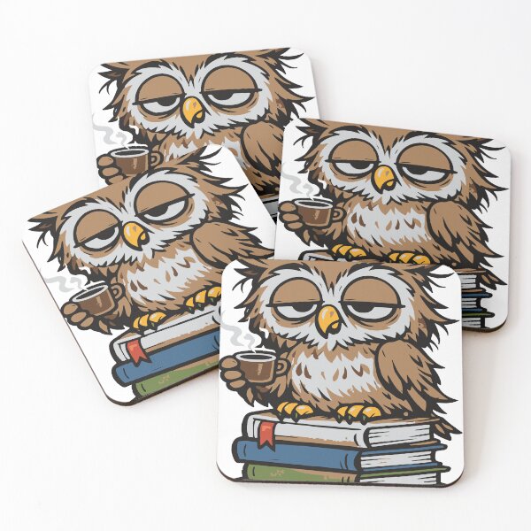 Item preview, A tired owl character representing late night work or study sessions. The humorous concept makes it relatable for students, night workers, and coffee lovers. designed and sold by Dejbar.