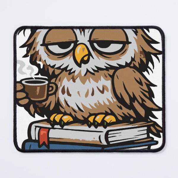 Item preview, A tired owl character representing late night work or study sessions. The humorous concept makes it relatable for students, night workers, and coffee lovers. designed and sold by Dejbar.