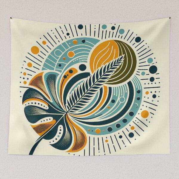 Item preview, Abstract Botanical Leaf and Sunburst Design designed and sold by InkSmithery.