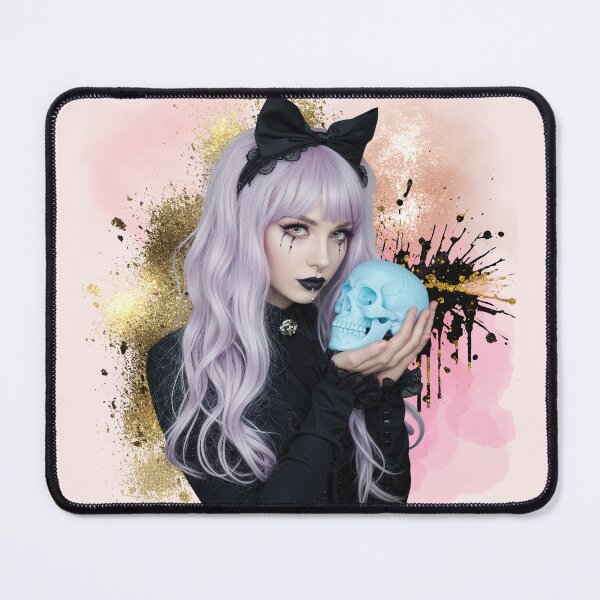 Item preview, Gothic Girl Holding Blue Skull – Dark Aesthetic Alternative Art designed and sold by ChenEngEng.