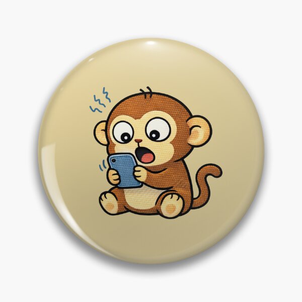 Item preview, Phone Addict Monkey – Cute Kawaii Smartphone Meme Embroidered Patch Style designed and sold by ColorSplash123.