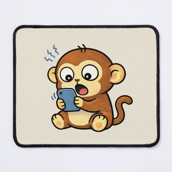 Item preview, Phone Addict Monkey – Cute Kawaii Smartphone Meme Embroidered Patch Style designed and sold by ColorSplash123.
