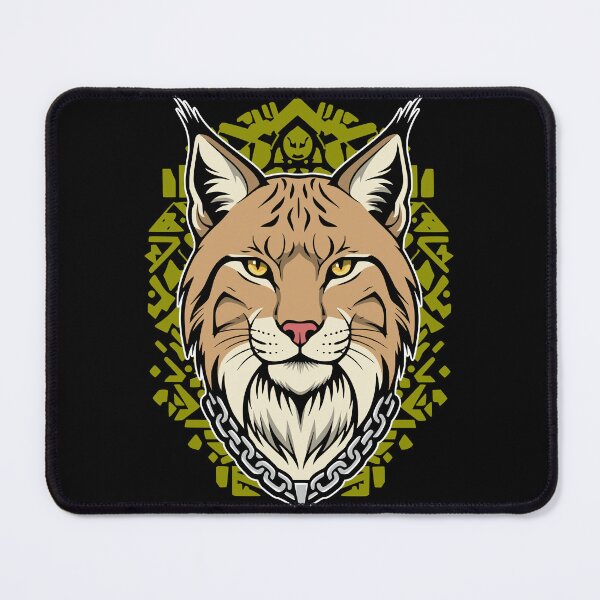 Item preview, Lynx Head Illustration Olive Green Tribal Art designed and sold by el.azraq.