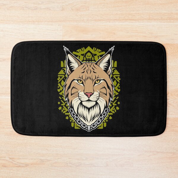 Item preview, Lynx Head Illustration Olive Green Tribal Art designed and sold by el.azraq.