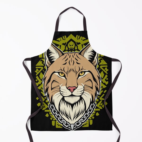Item preview, Lynx Head Illustration Olive Green Tribal Art designed and sold by el.azraq.