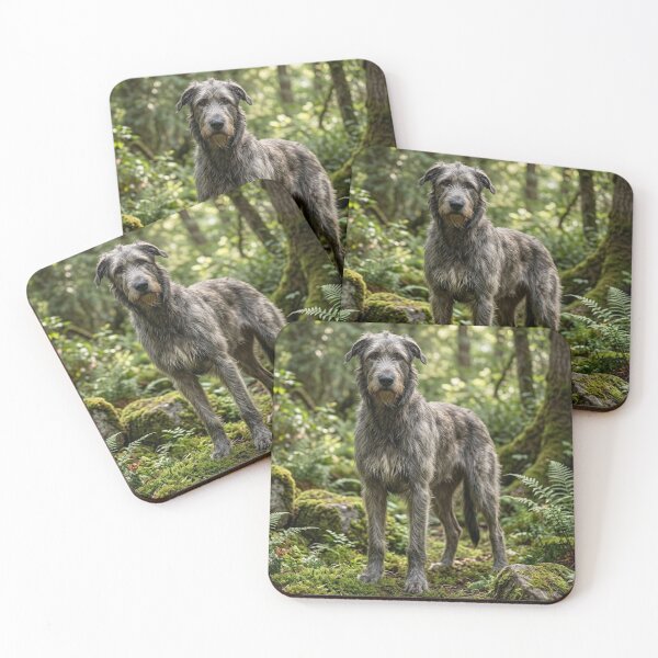 Item preview, Irish Wolfhound in Forest – Majestic Celtic Dog Nature Portrait designed and sold by Rough Sketches – Ireland Inspired Art.