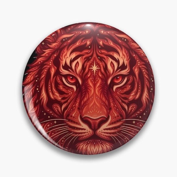 Item preview, Primordial Flame Tiger - Ancient Ember Stalker & Guardian Emblem designed and sold by PawsyVibe.