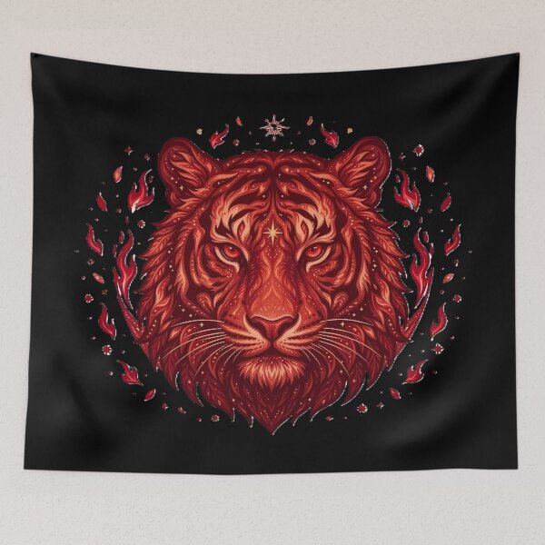 Item preview, Primordial Flame Tiger - Ancient Ember Stalker & Guardian Emblem designed and sold by PawsyVibe.