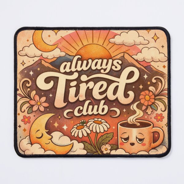 Item preview, Always Tired Club – Aesthetic Retro Sleepy Vibes Design designed and sold by Sanika arts .