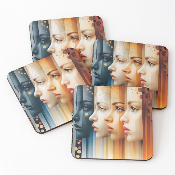 Item preview, Modern Abstract Faces Portrait Contemporary Female Profiles designed and sold by Shoot-The-Moon.