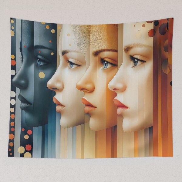 Item preview, Modern Abstract Faces Portrait Contemporary Female Profiles designed and sold by Shoot-The-Moon.
