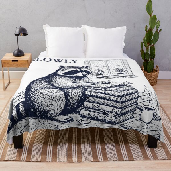 Item preview, Processing Slowly – Vintage Raccoon Reading Books Illustration designed and sold by TeeVerse27.