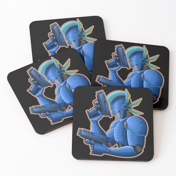 Item preview, Cyberpunk Cyborg Enforcer - Futuristic Cobalt Blue Android Mascot designed and sold by el.azraq.