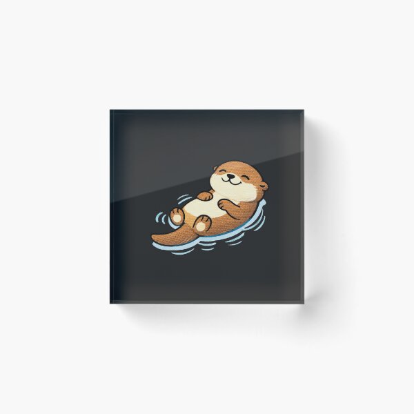 Item preview, Chill Floating Otter – Cute Kawaii Relaxed Otter Meme Embroidered Patch Style designed and sold by ColorSplash123.