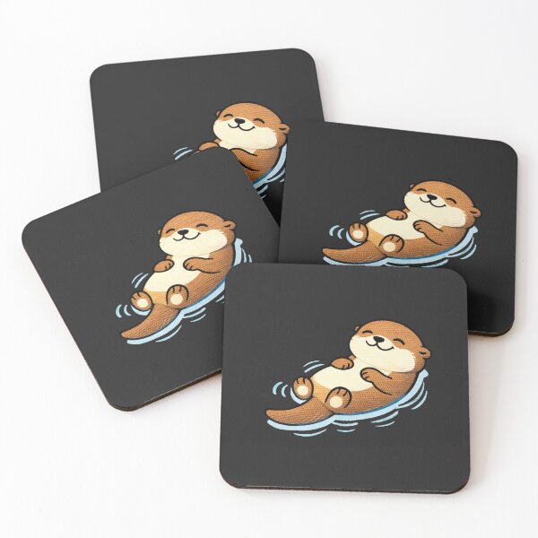 Item preview, Chill Floating Otter – Cute Kawaii Relaxed Otter Meme Embroidered Patch Style designed and sold by ColorSplash123.