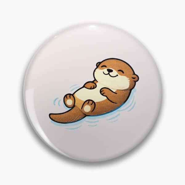 Item preview, Chill Floating Otter – Cute Kawaii Relaxed Otter Meme Embroidered Patch Style designed and sold by ColorSplash123.