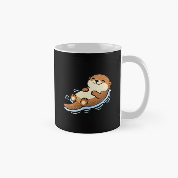 Item preview, Chill Floating Otter – Cute Kawaii Relaxed Otter Meme Embroidered Patch Style designed and sold by ColorSplash123.