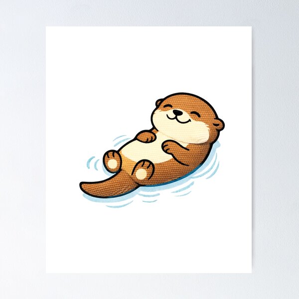 Item preview, Chill Floating Otter – Cute Kawaii Relaxed Otter Meme Embroidered Patch Style designed and sold by ColorSplash123.