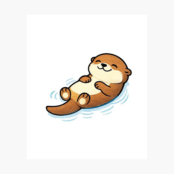 Item preview, Chill Floating Otter – Cute Kawaii Relaxed Otter Meme Embroidered Patch Style designed and sold by ColorSplash123.