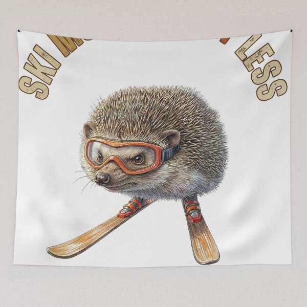Item preview, Ski More Worry Less - Cute Hedgehog Skier designed and sold by JaylArtStore.