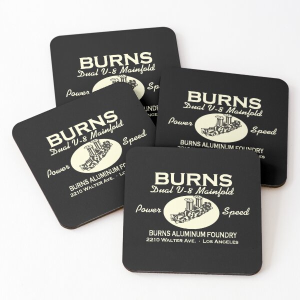 Item preview, Burns Dual V8 Manifold - flathead hot rod - vintage white print designed and sold by retropetrol.