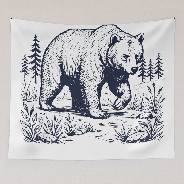 Item preview, Vintage Wilderness Bear – Forest Hiking Animal Illustration designed and sold by TeeVerse27.