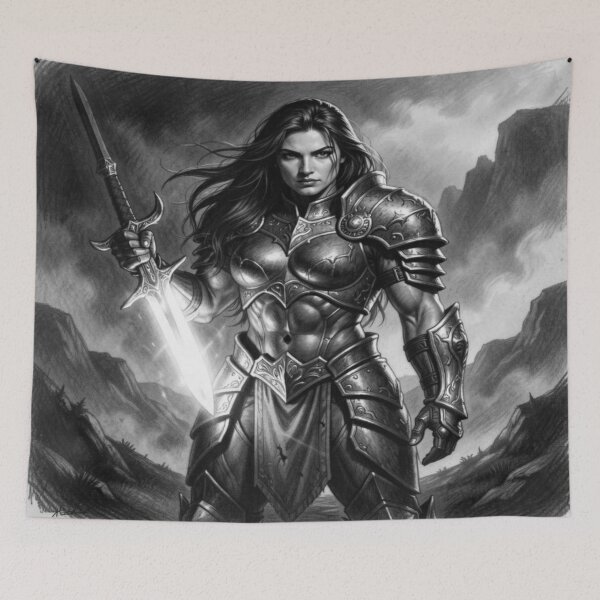 Item preview, Epic Warrior in Ornate Armor with Glowing Sword Power designed and sold by FotoworldEdel.