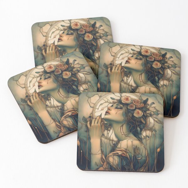 Item preview, Art Nouveau Woman With Roses Decorative designed and sold by Shoot-The-Moon.