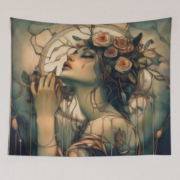 Item preview, Art Nouveau Woman With Roses Decorative designed and sold by Shoot-The-Moon.