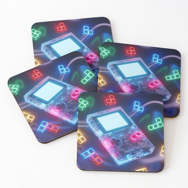 Item preview, Retro 90s Transparent Handheld Console - Neon Puzzle Blocks designed and sold by powersunlight.