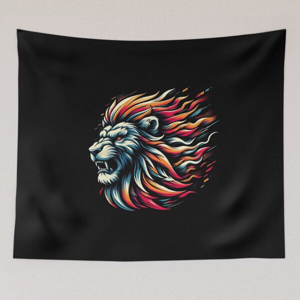 Item preview, Vibrant lion head with flowing mane, showcasing dynamic colors and a fierce expression. designed and sold by beast-net.