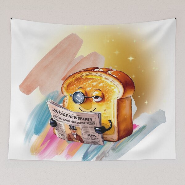 Item preview, Smart Toast Reading Vintage Newspaper – Funny Breakfast Food Character designed and sold by ChenEngEng.