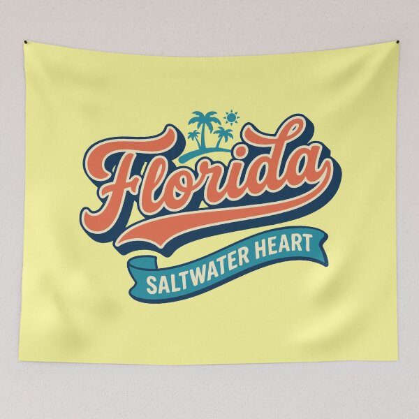 Item preview, Vintage Florida Saltwater Heart - Retro Sunshine State Beach Life designed and sold by Cozy-Old-Pub.