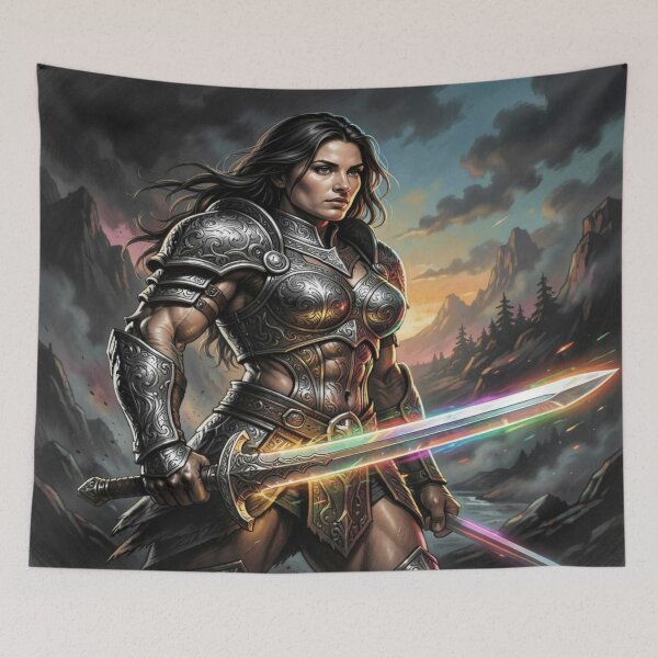 Item preview, Epic Warrior in Ornate Armor with Glowing Sword Power designed and sold by FotoworldEdel.