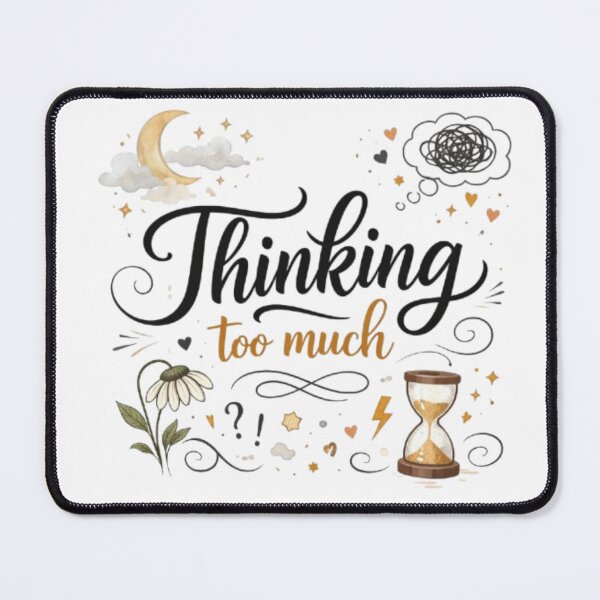 Item preview, Thinking Too Much – Minimal Aesthetic Mental Health Quote Design designed and sold by Sanika arts .