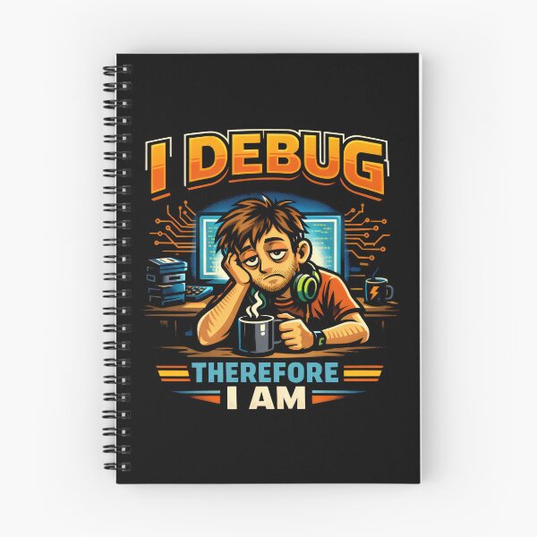 Item preview, I Debug Therefore I Am Tired Programmer Quote for Tech Humor and Coding designed and sold by SplashTastic.