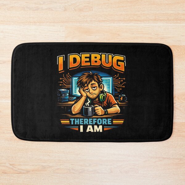 Item preview, I Debug Therefore I Am Tired Programmer Quote for Tech Humor and Coding designed and sold by SplashTastic.