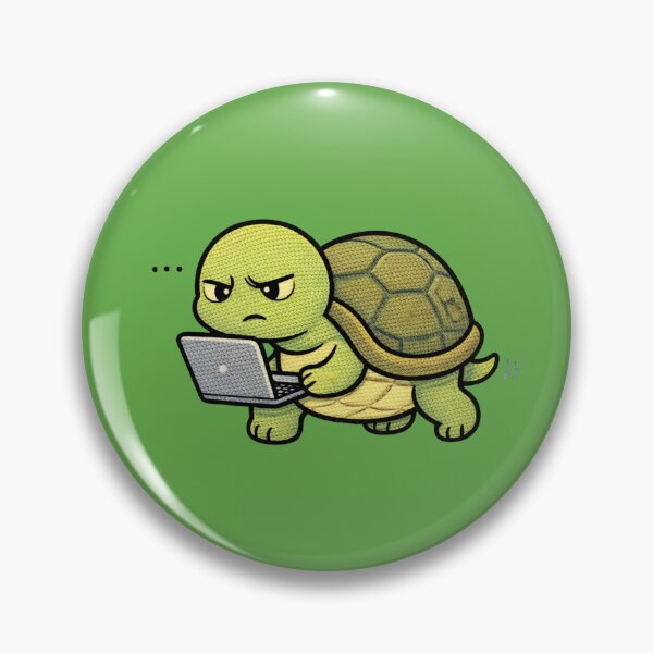 Item preview, Slow Work Turtle – Cute Kawaii Turtle Laptop Meme Embroidered Patch Style designed and sold by ColorSplash123.