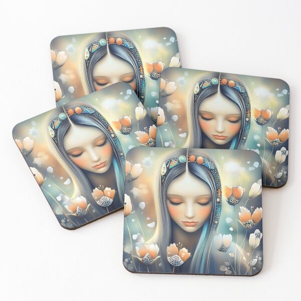 Item preview, Serene Woman With Flowers Dreamlike Portrait designed and sold by Shoot-The-Moon.