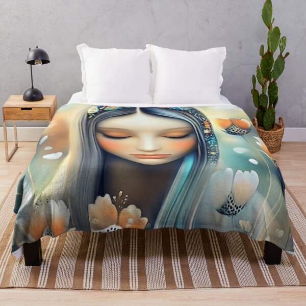 Item preview, Serene Woman With Flowers Dreamlike Portrait designed and sold by Shoot-The-Moon.