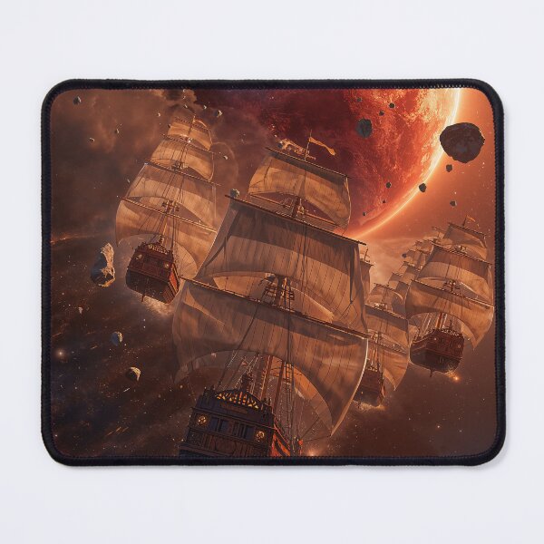Item preview, Sailing Ships Flying Through Space Asteroids Fantasy Art designed and sold by Kynura.