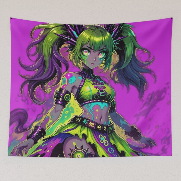 Item preview, Cyberpunk Toxic Slime Goddess – Neon Glow Hair & Acid Aura designed and sold by RadaQueen.