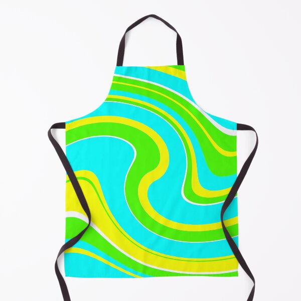 Item preview, 60's 70's Retro Liquid Stripe in Lime Green, Aqua Blue and Yellow designed and sold by MellowCat.