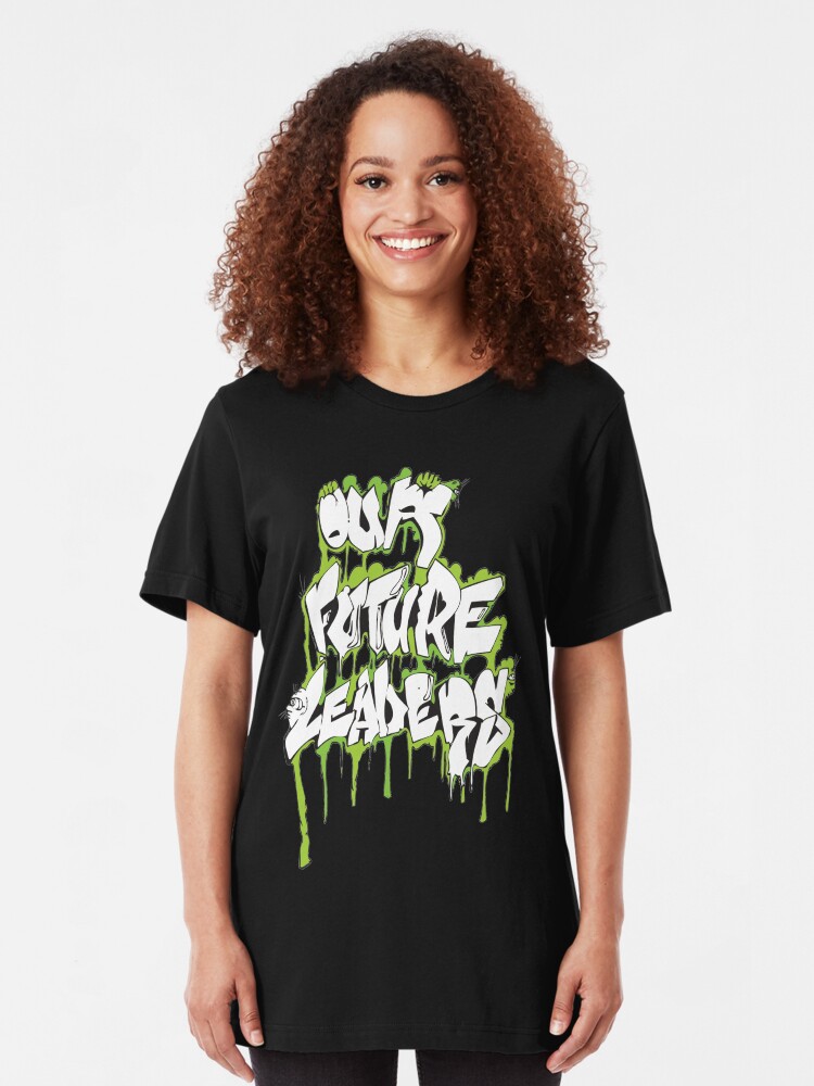 Alternate view of Our Future Leaders Graffiti Green Slim Fit T-Shirt