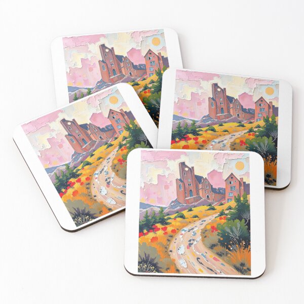 Item preview, Whimsical Pink Sky Castle Landscape Art Print designed and sold by Alma47.